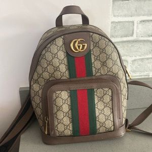 GUCCI GG Supreme Monogram Web Small Ophidia Day Backpack Brown